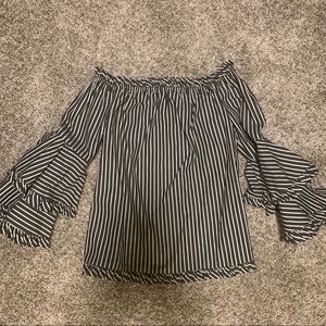 Ruffled off the shoulder shirt